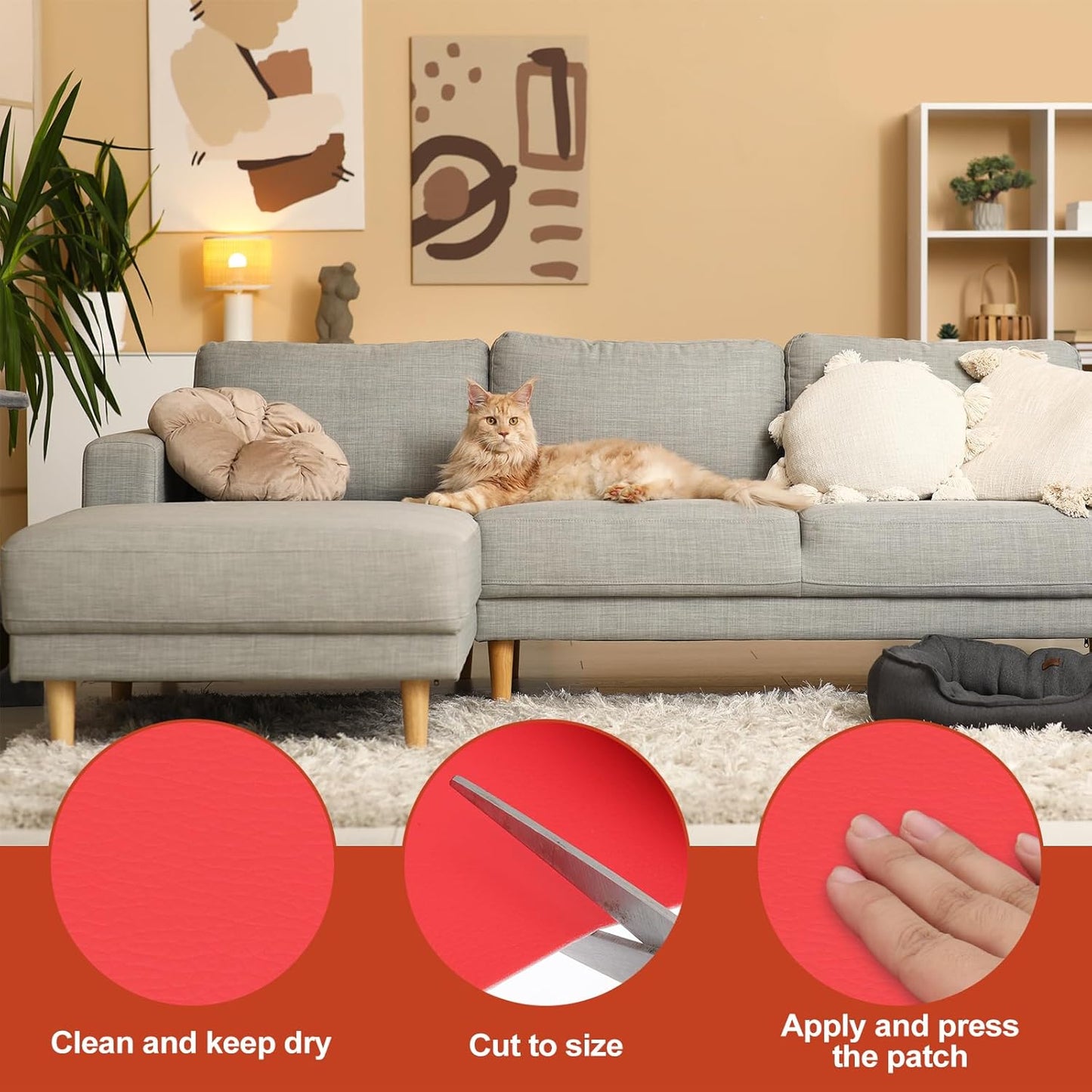 PATIKIL Leather Patches Tape for Furniture, 3.2 x 61 Inch Self Adhesive Vinyl Leather Repair Kit