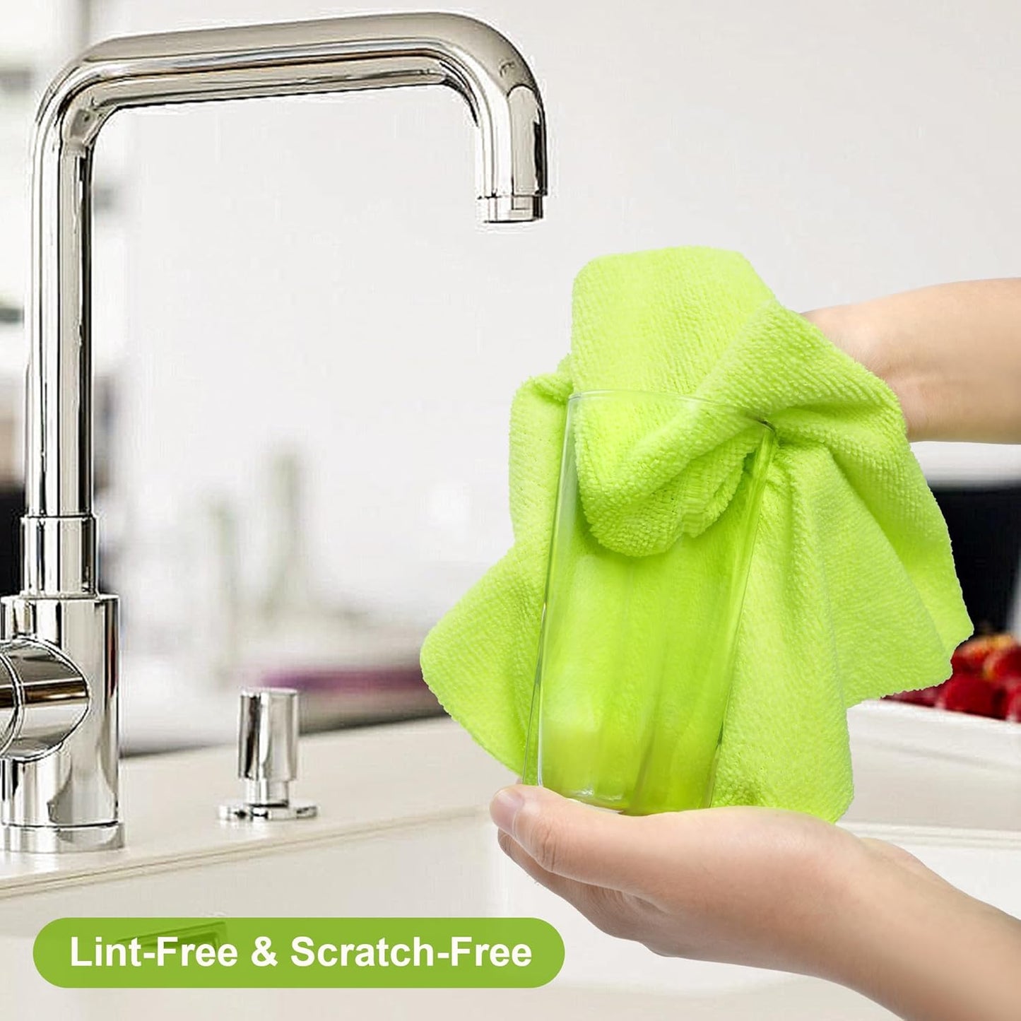 LIVOS Microfiber Cleaning Cloth Roll - 80 Pack, Reusable Paper Towels Green Tear Away, Microfiber