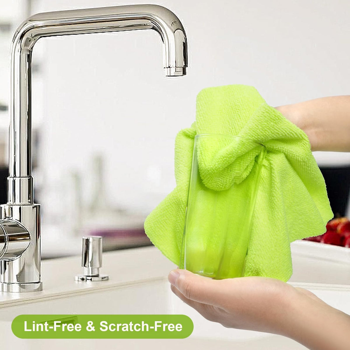 LIVOS Microfiber Cleaning Cloth Roll - 80 Pack, Reusable Paper Towels Green Tear Away, Microfiber