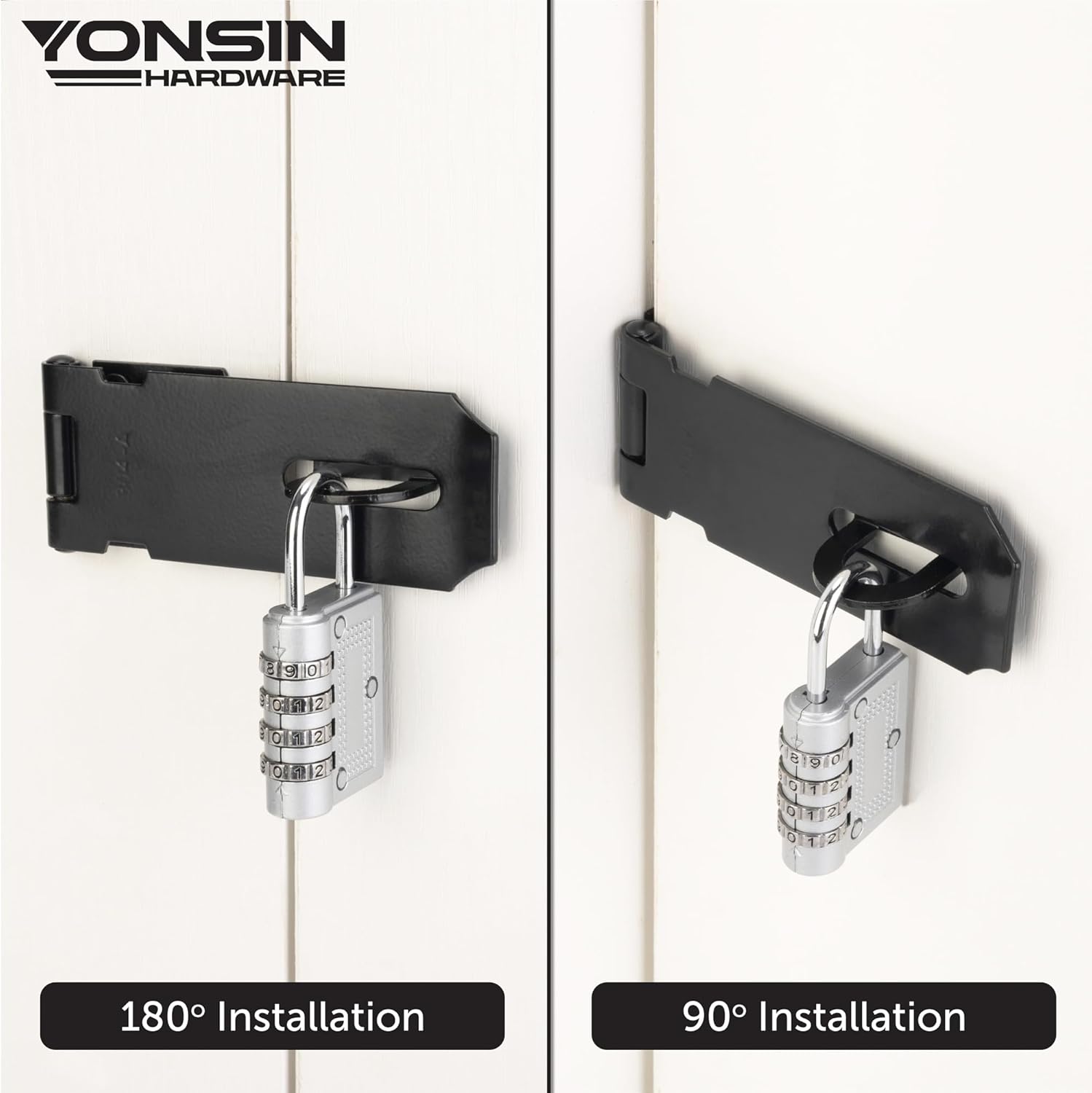 4" Door Padlock Safety Hasp Latch 2 Pcs, Door Hasp Clasp Lock Gate Shed Hasp Latch Lock for Door