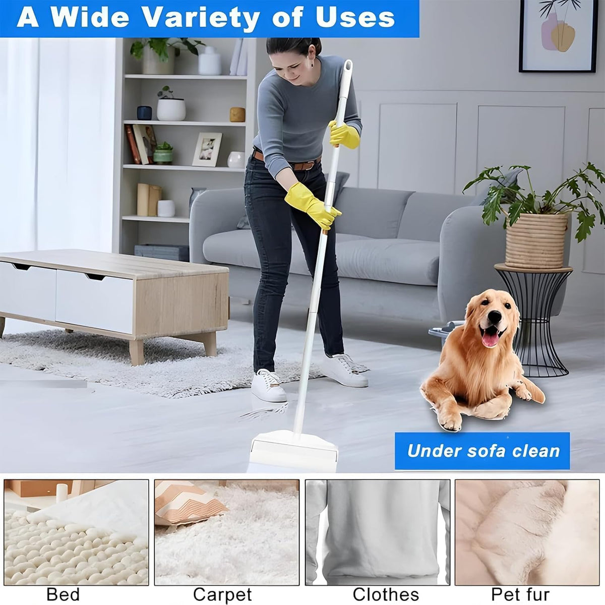 YHPDVI Lint Roller for Pet Hair – 7.5" Extra Wide Sticky Roller with 2 Refills & Long Handle |