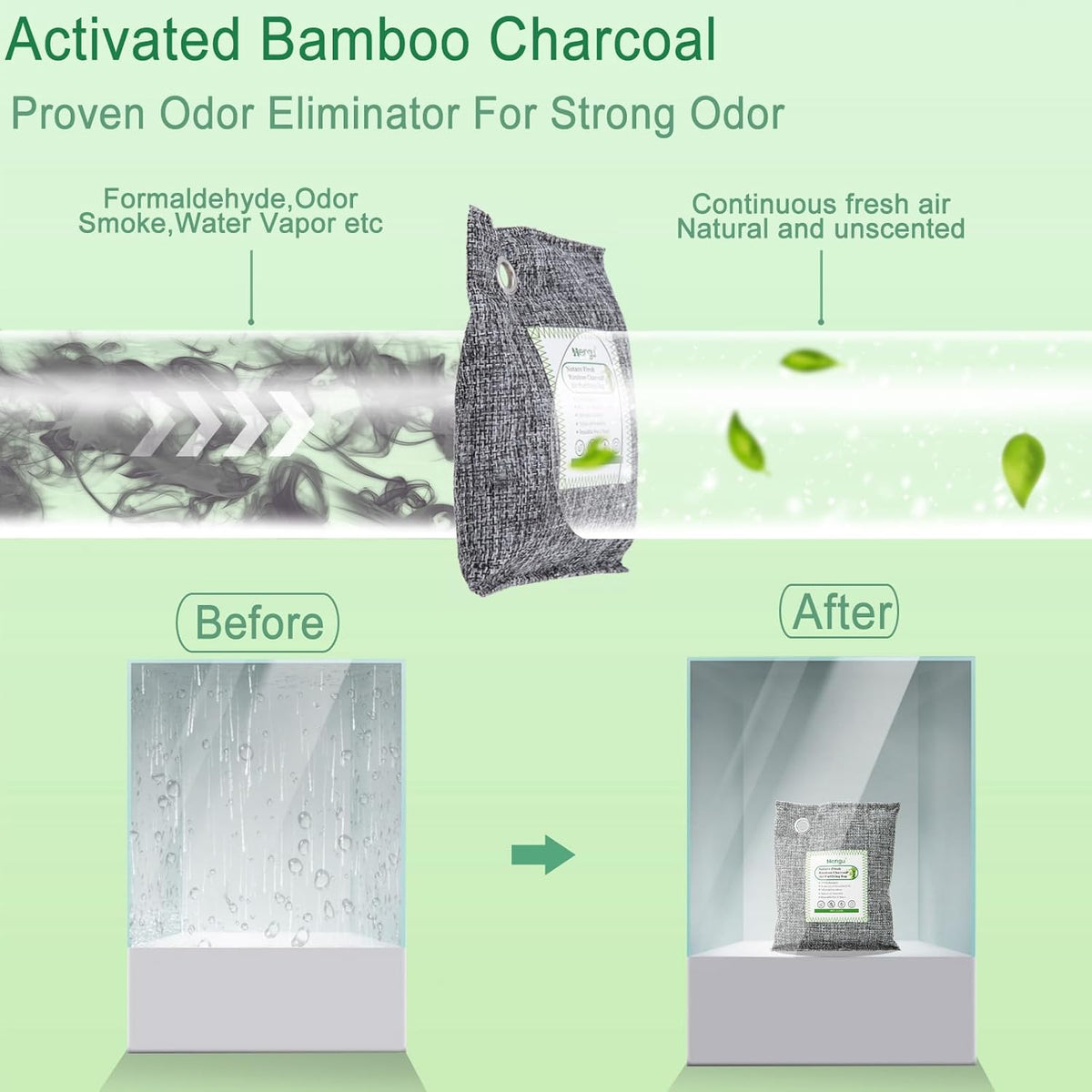 Activated Charcoal Odor Absorber (Large, 12 Pack, 100g each), Natural Charcoal Bags Odor Absorber