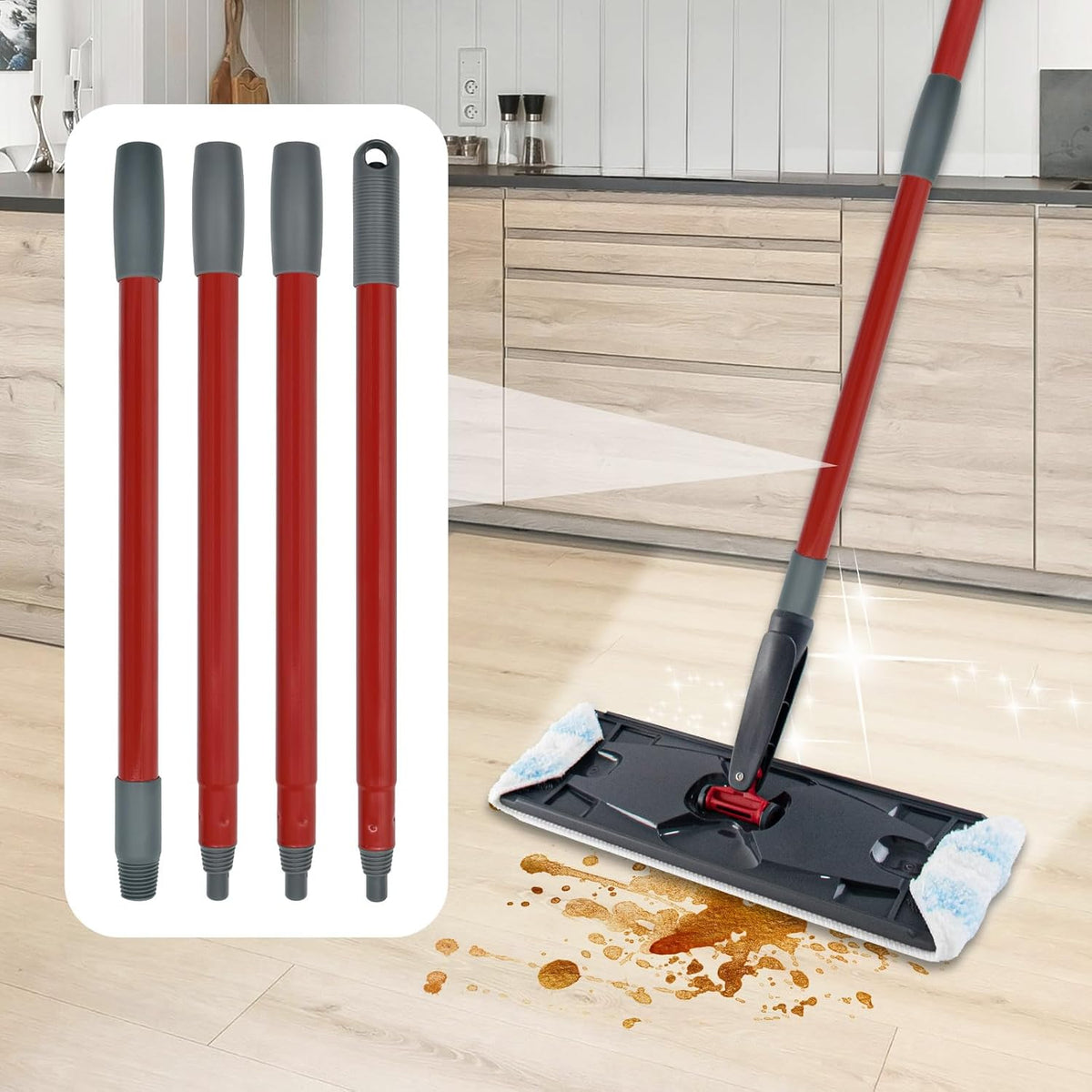 Mop Handle for Ocedar, Mop Handle for O Cedar, Spin Mop Replacement Handle for O Cedar, 4 Section