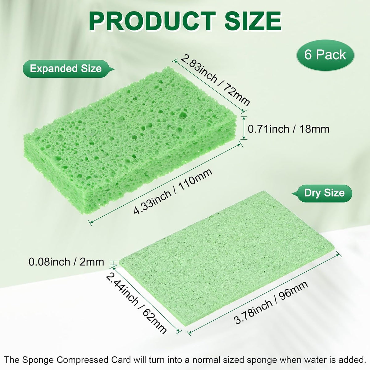 6-Pack Kitchen Sponges, Condense Eco Cellulose Non-Scratch Scrub Heavy Sponge for