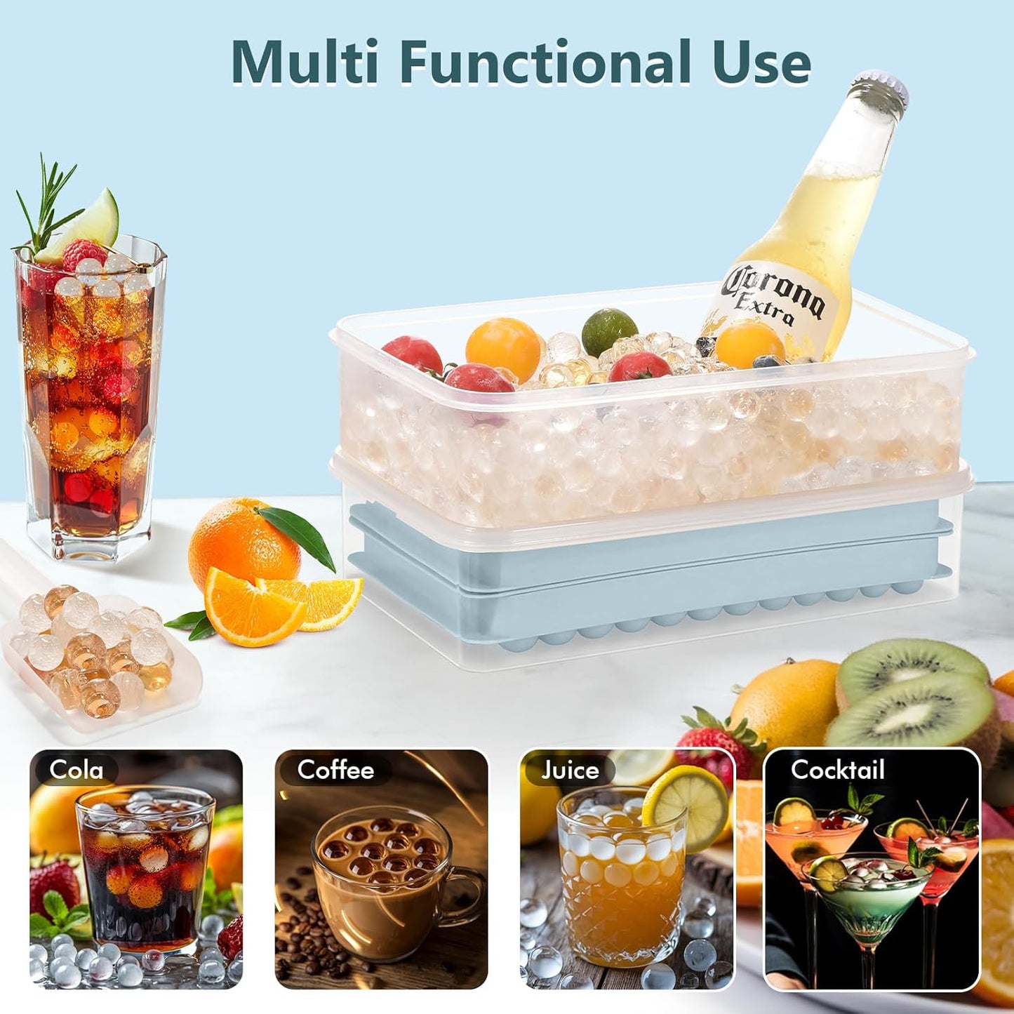 WIBIMEN Mini Ice Cube Trays, Small Tiny Round Pebble Crushed Nugget Ice Trays for Freezer with Lid