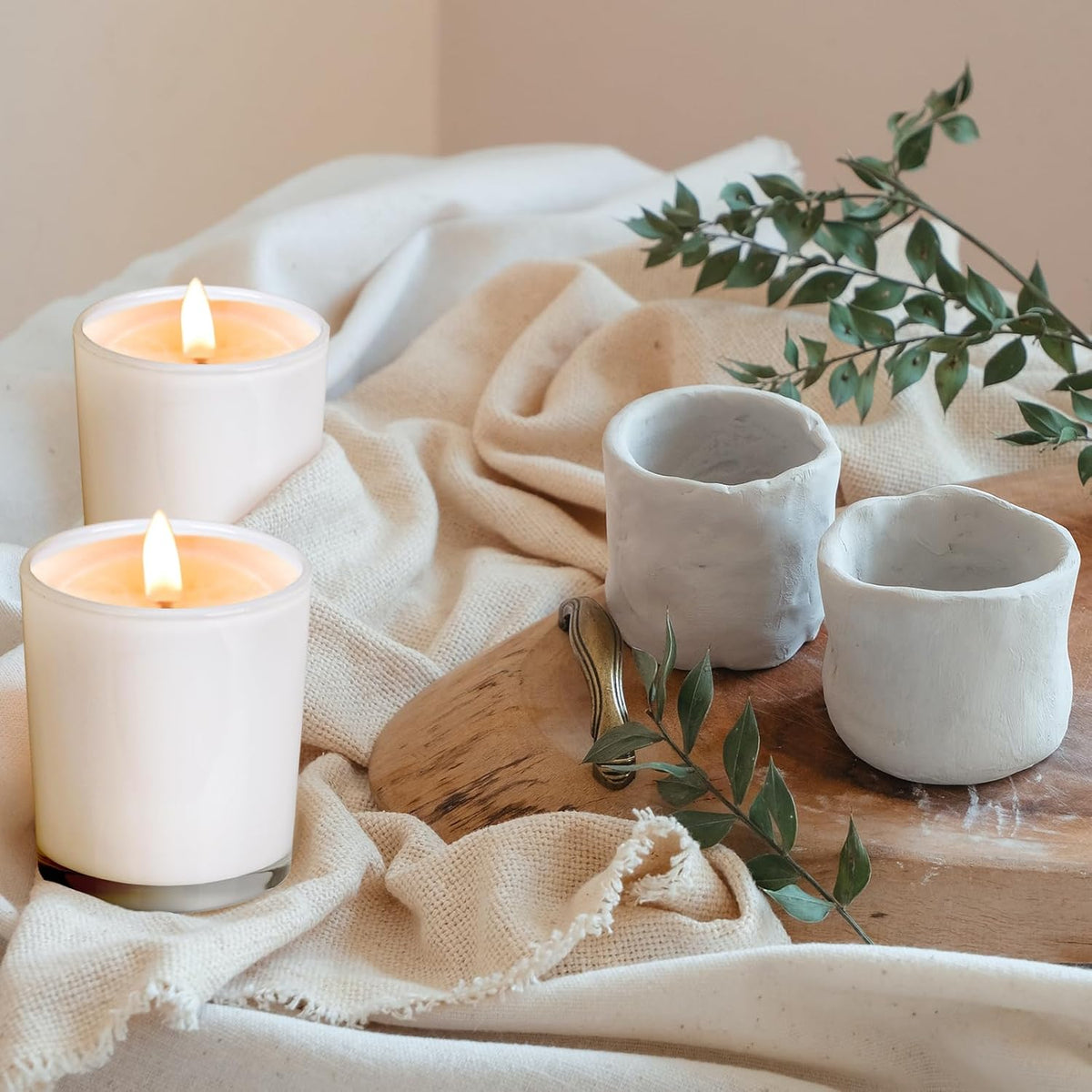 Thick Candle Jars for Making Candles 12 Pcs, 7 OZ Empty Jars with Wood Lids for Candle Making