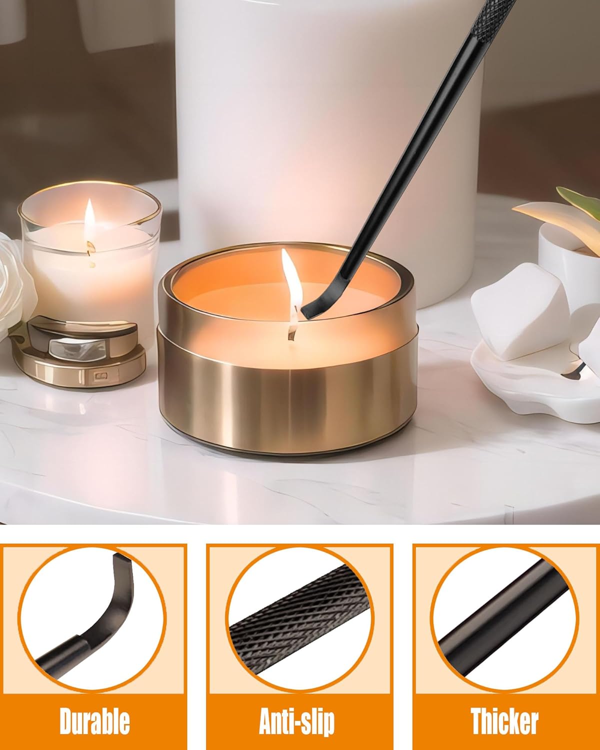 4 in1 Candle Accessory Set with Rechargeable Candle Lighter, Candle Wick Trimmer, Candle Wick