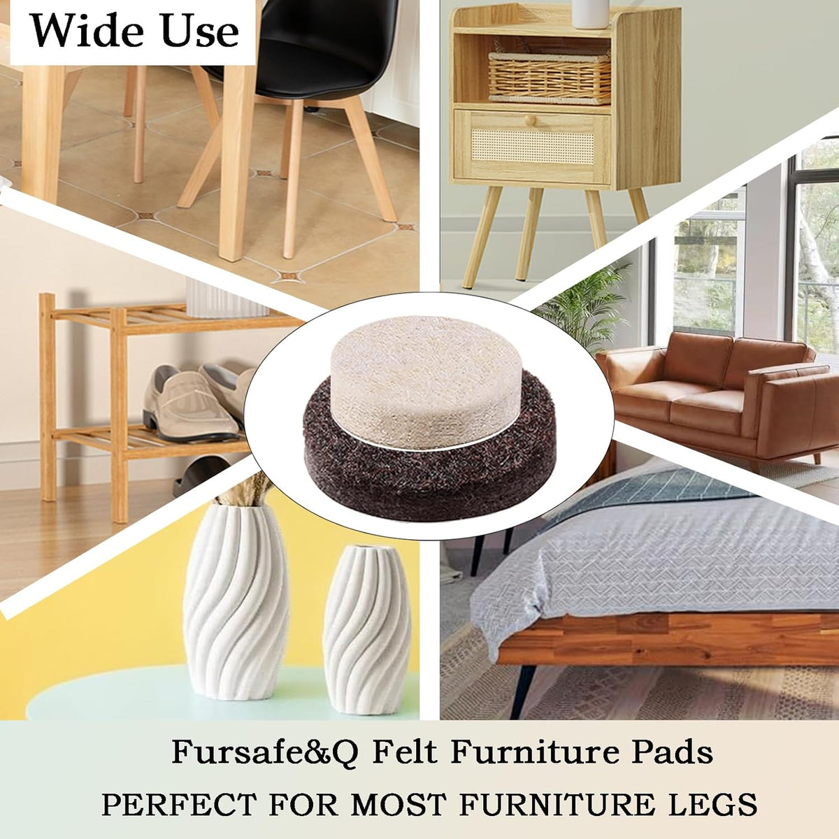 Fursafe&Q Felt Furniture Pads, Furniture Felt Pads for Hardwood Floors -Self Adhesive Chair Leg
