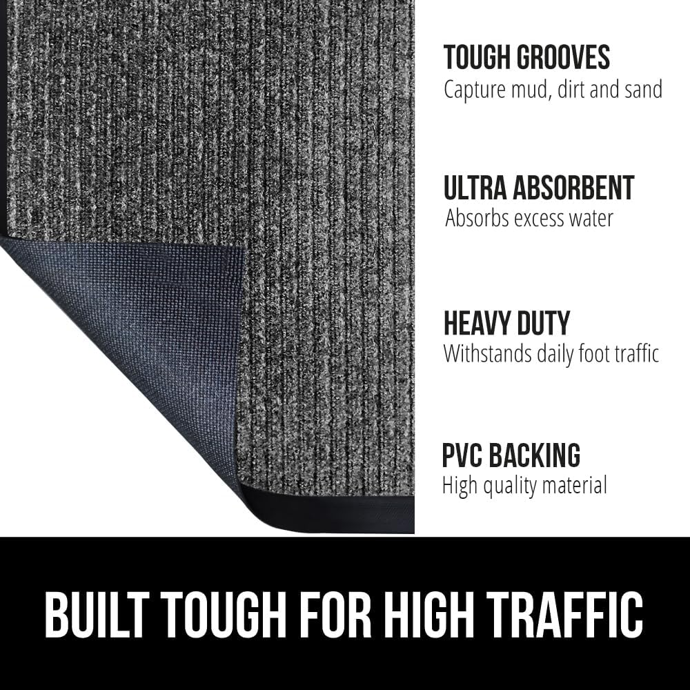 GORILLA GRIP Traffic Guard Door Mat, 60x36, Heavy Duty Welcome Mats, Commercial Office Space