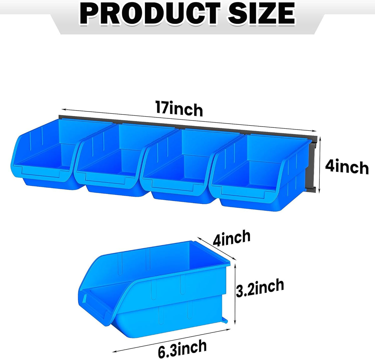 Ultrawall Wall Mounted Storage Bins, Plastic Hanging Storage Organizer Bins, Garage Tool Storage