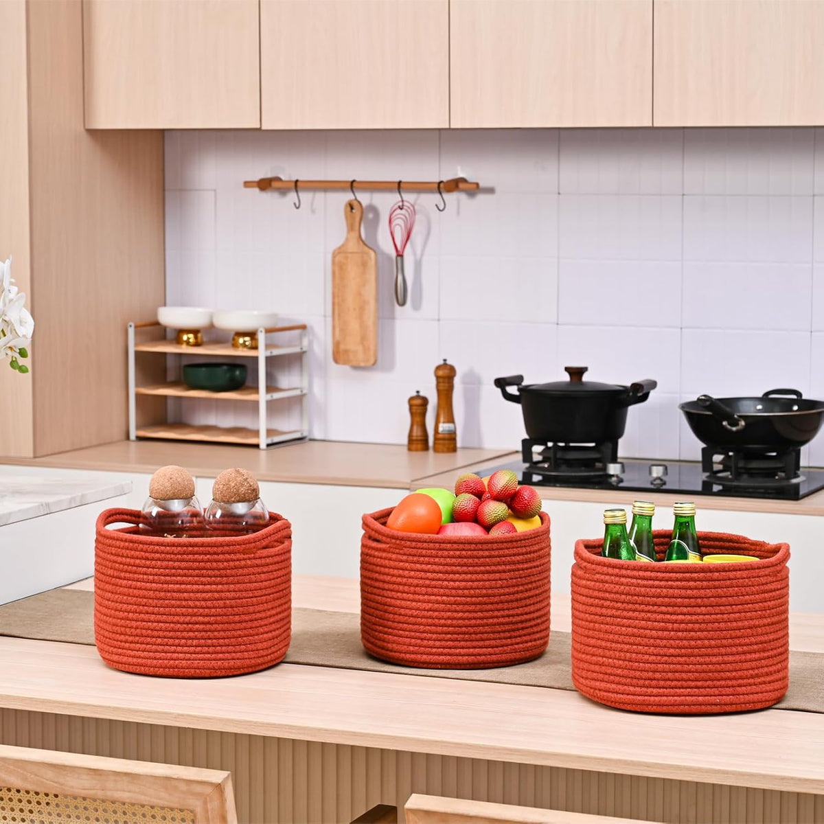 Small Storage Baskets for Organizing, Organizer Bins for Shelves, Small Woven Baskets for Storage