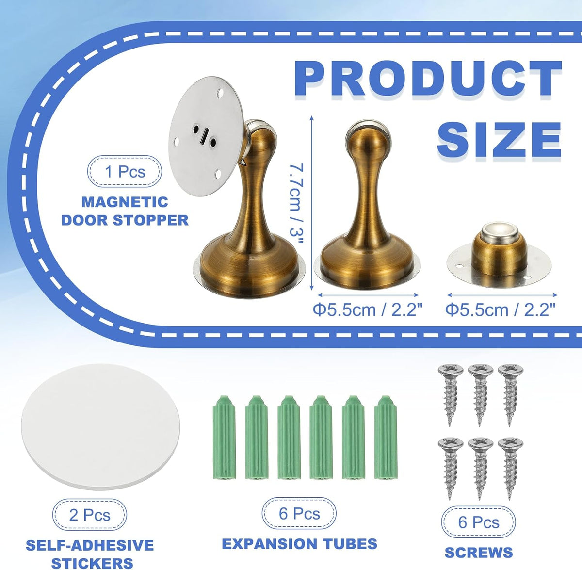 uxcell Magnetic Door Stopper, Stainless Steel Heavy Duty Door Holder, No Drilling Doors Knob Wall