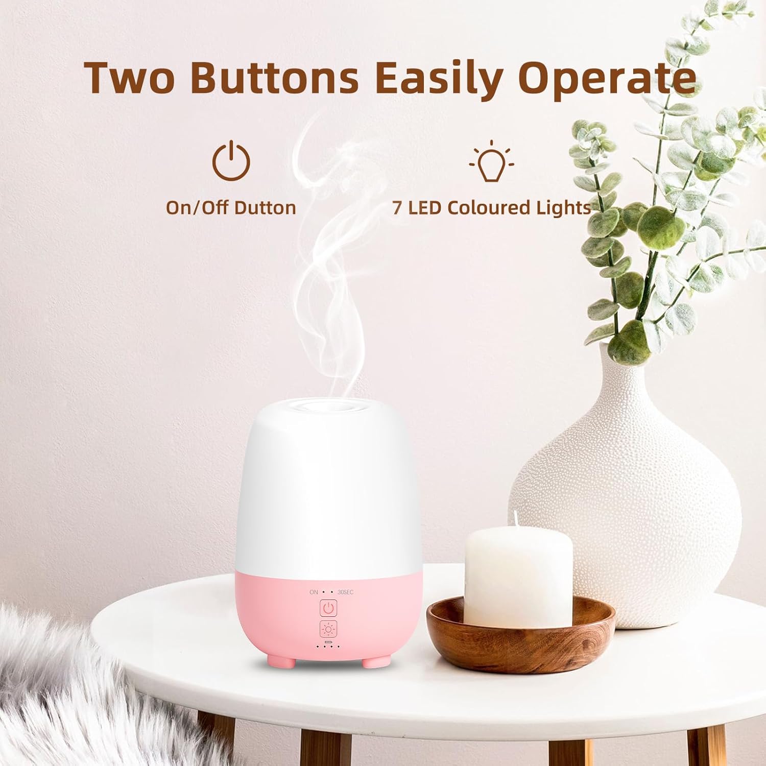 Cordless Essential Oil Diffuser 150ML, Rechargeable Battery, 7H Runtime, 7 LED Lights, Mini