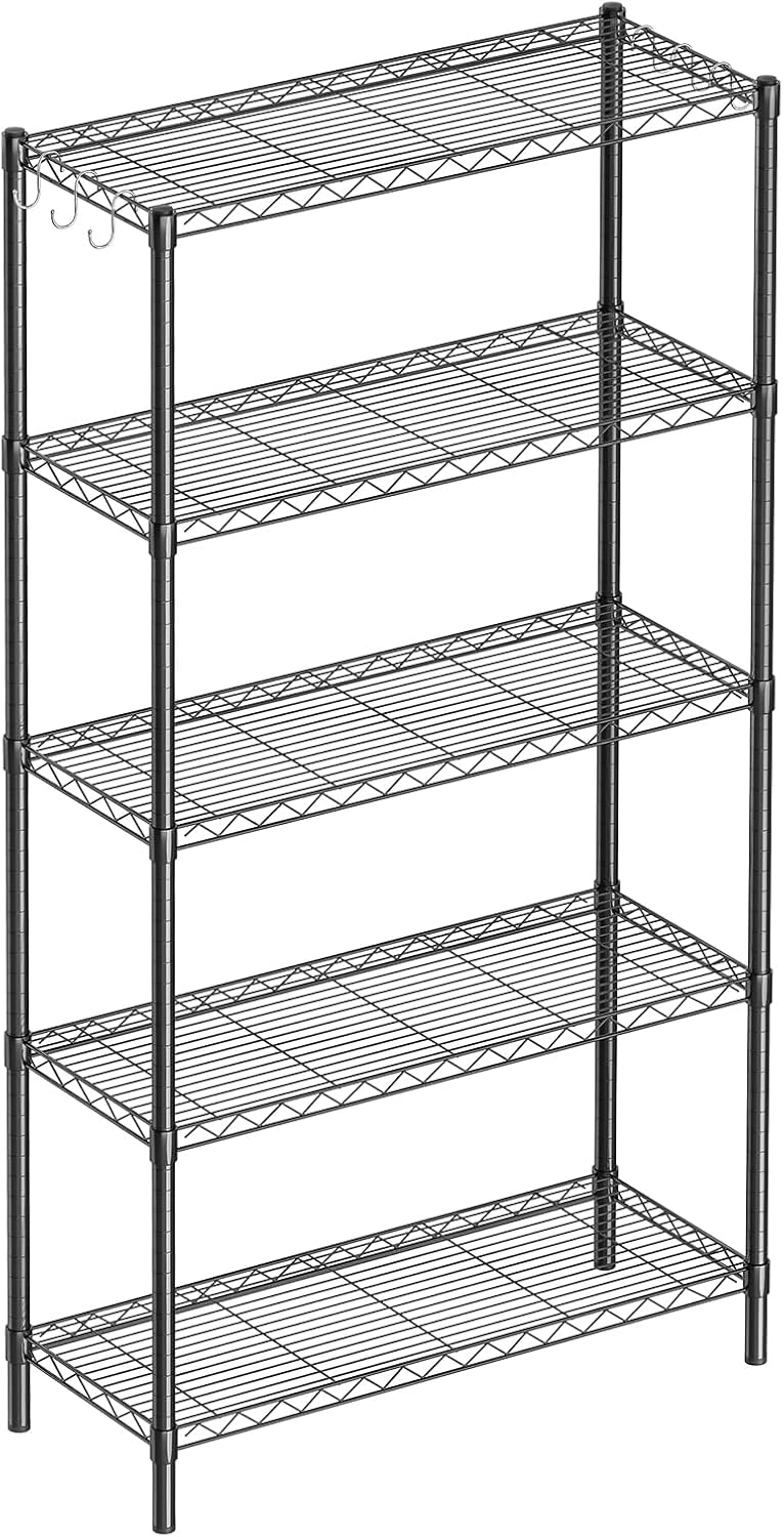 5-Shelf Adjustable Metal Shelf Wire Shelving Unit Storage Rack Display Shelf for