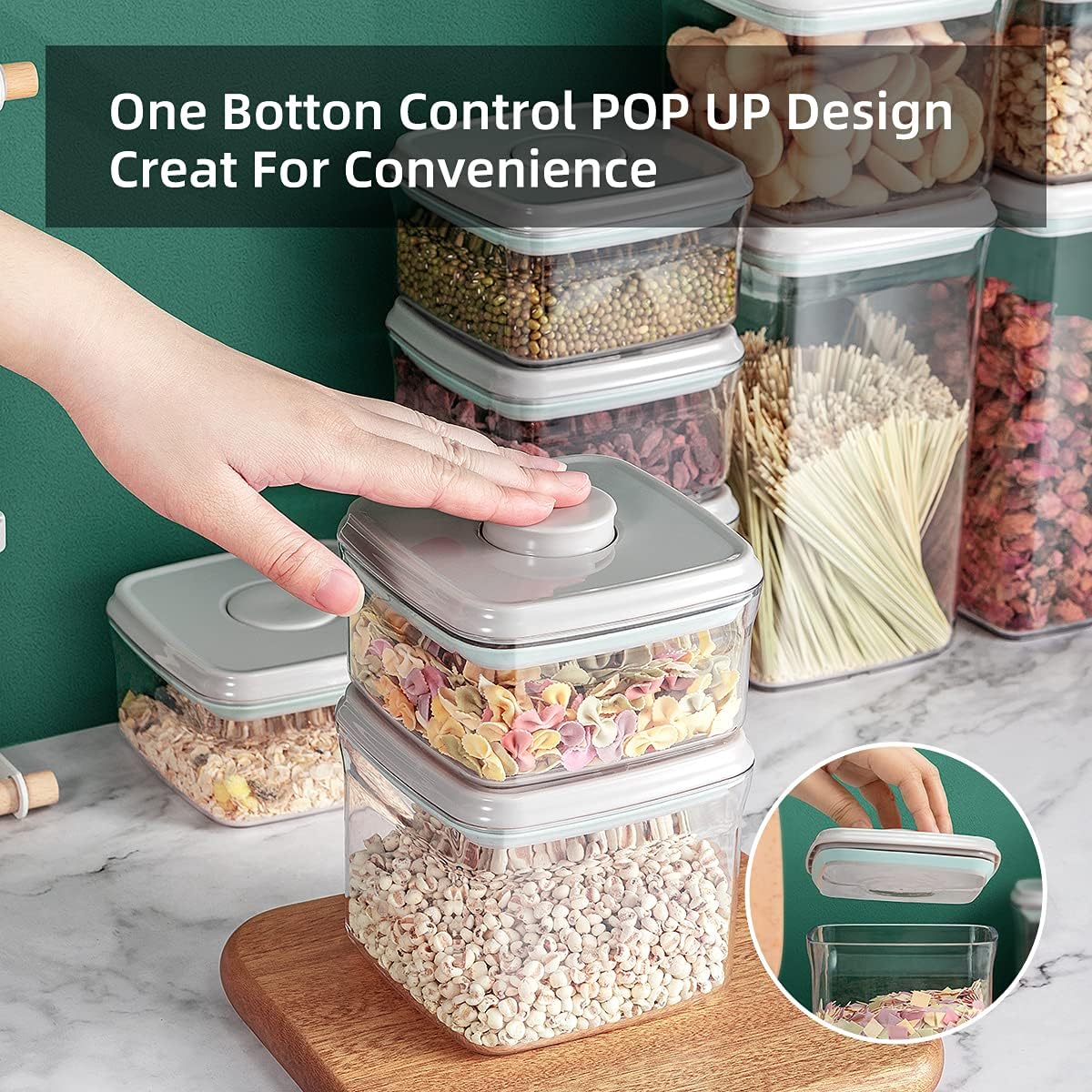 Ankou Food Airtight Containers (1500ml) 1.5 Qt Pop Up Food Formula Container With Lids, Bpa-Free