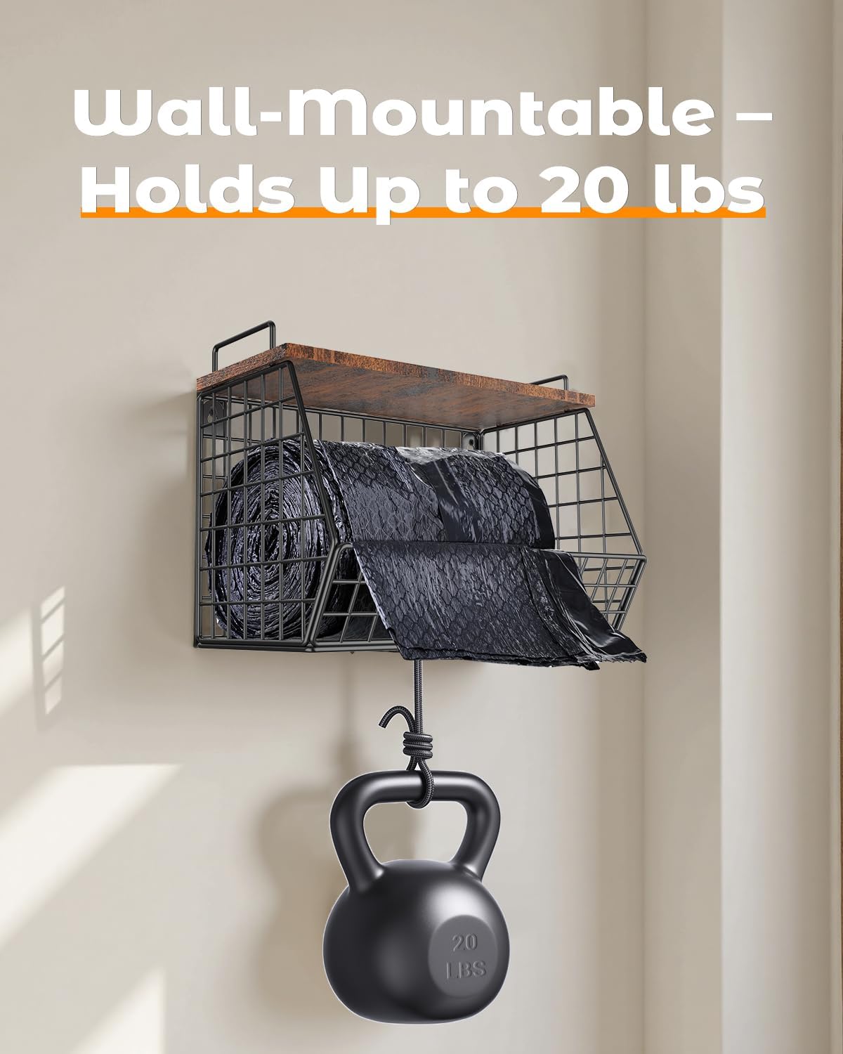 Extra Large Trash Bag Holder Under Sink, Wall Mounted Garbage Bag Dispenser Roll Holder for 13/33