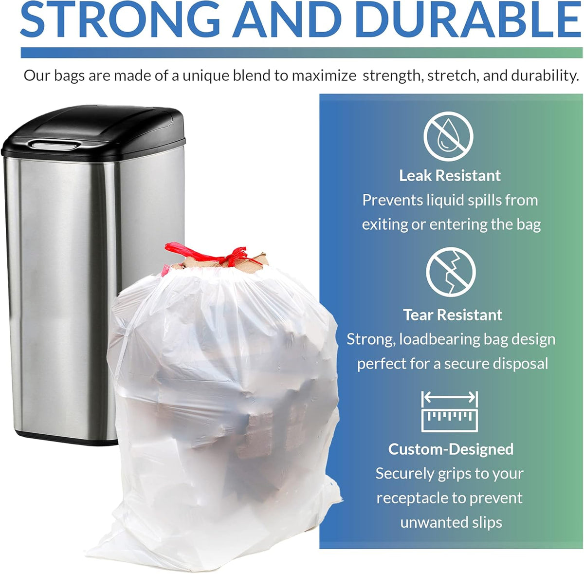 Reli. Tall Kitchen Drawstring Trash Bags 13 Gallon | 500 Count Bulk | Kitchen Garbage Bags | White