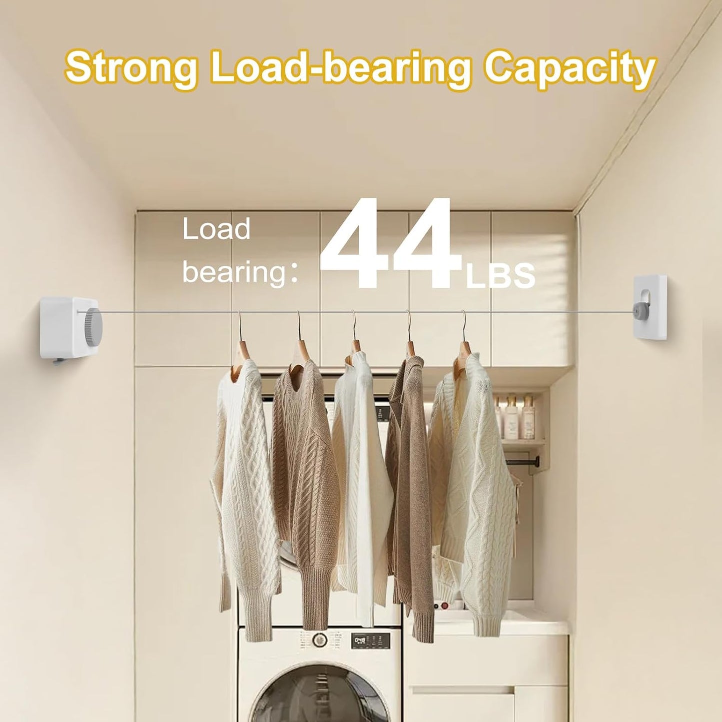 Retractable Clothesline Indoor/Outdoor, Anti-Sag for Drying Clothes Line Retracting Indoor/Outdoor