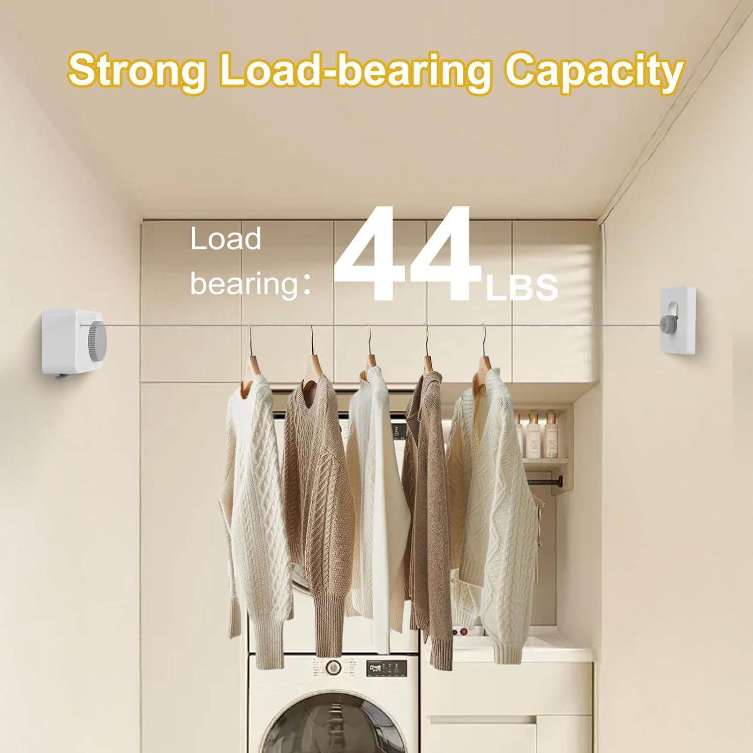 Retractable Clothesline Indoor/Outdoor, Anti-Sag for Drying Clothes Line Retracting Indoor/Outdoor
