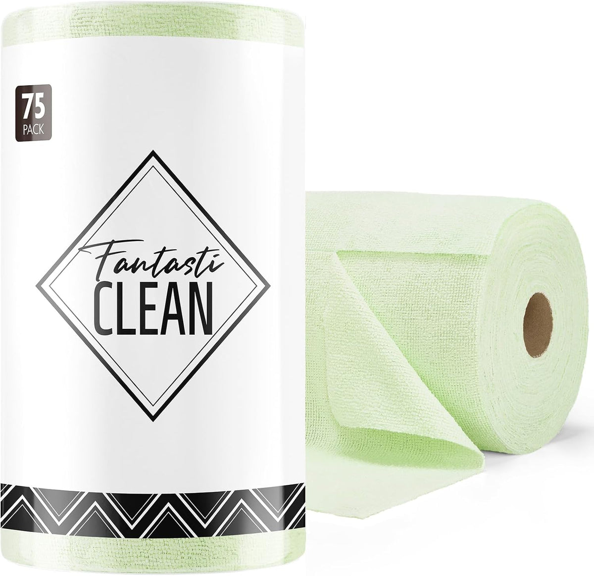Fantasticlean Microfiber Cleaning Cloth Roll -75 Pack, Tear Away Microfiber Towels, 12" x 12"