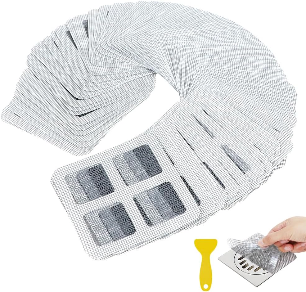 80PCS 4"x4" Disposable Hair Drain Stickers, Anti-Blocking Filter Screen Self-Adhesive Mesh Drain