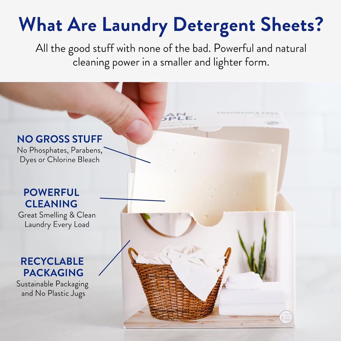 The Clean People Fragrance Free Laundry Detergent Sheets - Laundry Soap - Ultra Concentrated