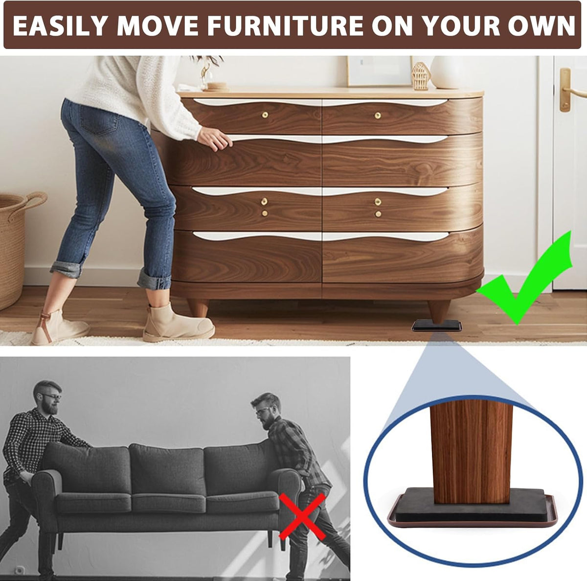 new space 8 Pack Furniture Sliders, 4.7 Inch Sliders for Furniture on Carpet for Sliding Heavy