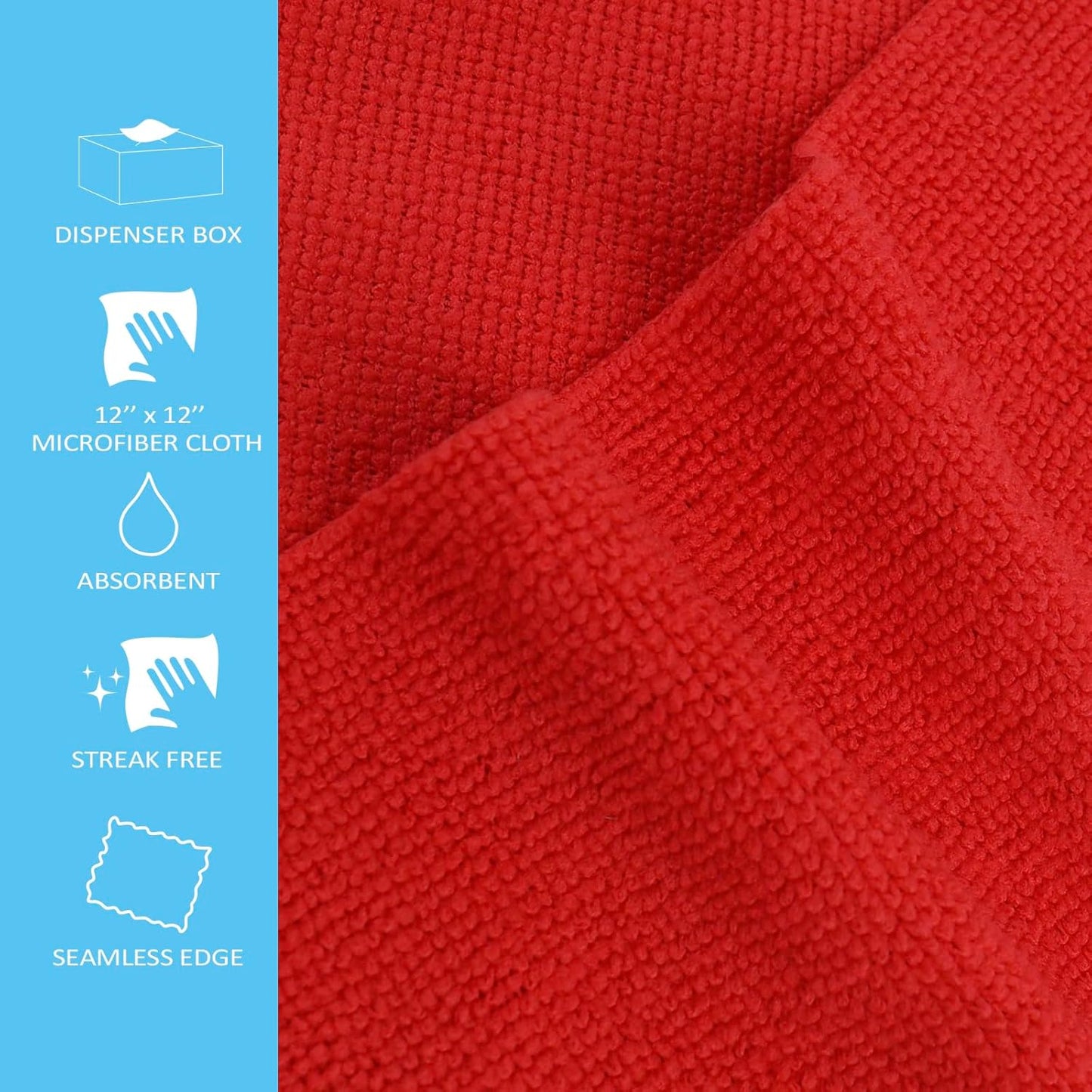 Tricol Clean Profesional Resuable Lint Free Microfiber Edgeless Cleaning Cloth 50PK Cleaning