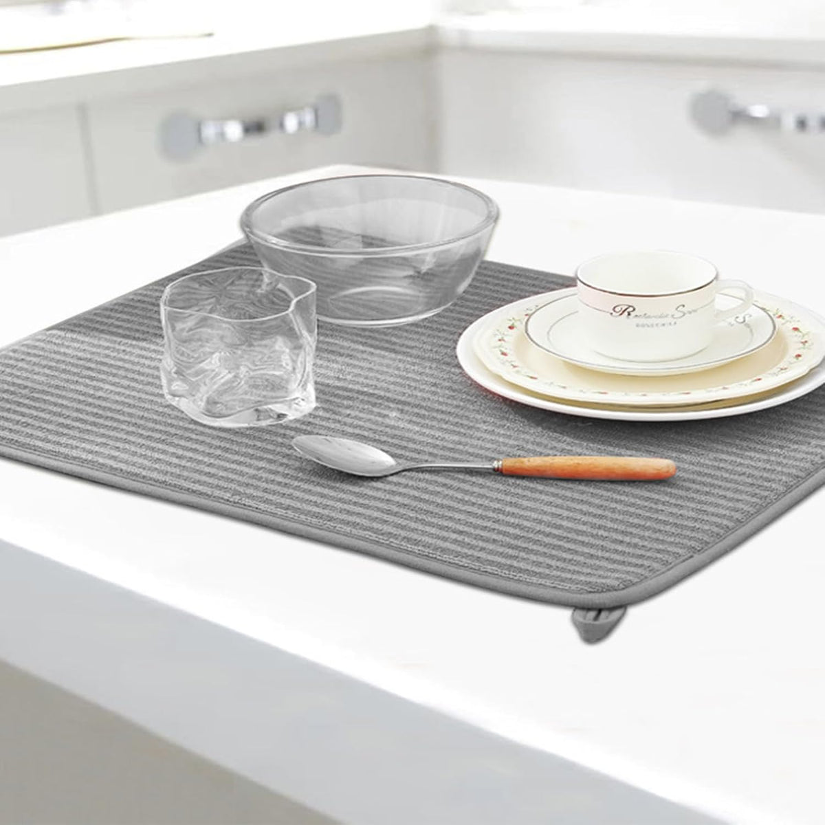 2 Pack Large Dish Drying Mat for Kitchen Counter,24*17 inch Microfiber Absorbent Dish Drainer,Large
