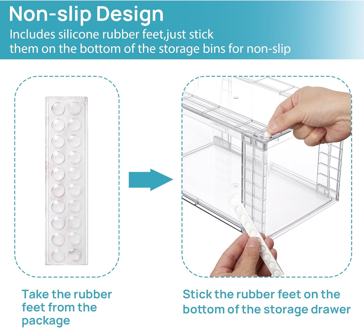 Vtopmart 2Pack Large Stackable Kitchen Pantry Storage Drawers, Clear Organizer Bins with Handles