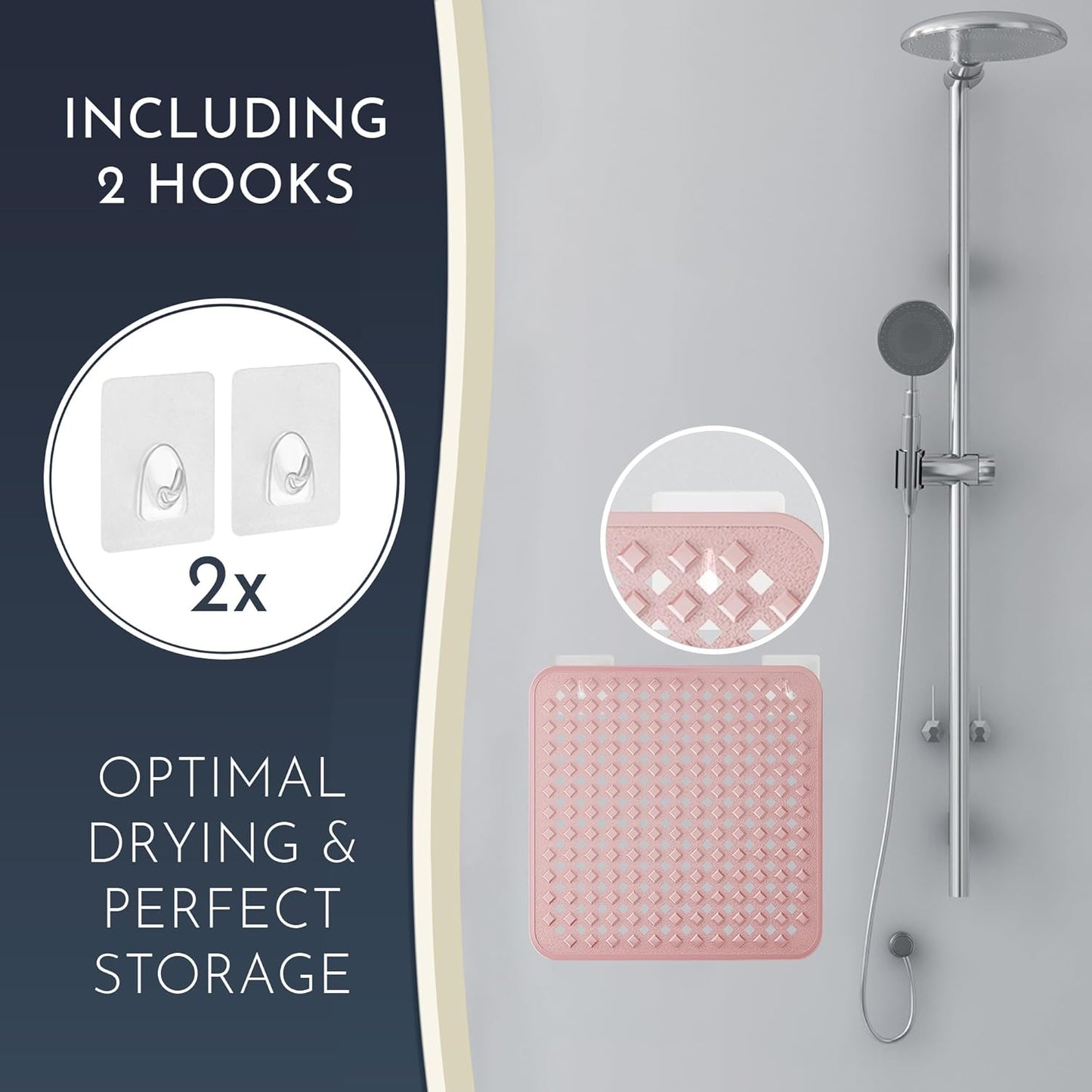 Homerella Anti Slip Shower Mat | Anti Mold Non Slip Bathtub Mat for Inside Shower | Square Floor