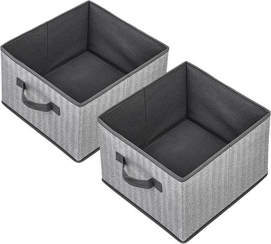 Storage Baskets, 11-Inch Woven Fabric Bins, Storage Cubes with Reinforced Handles, Organizer Bins