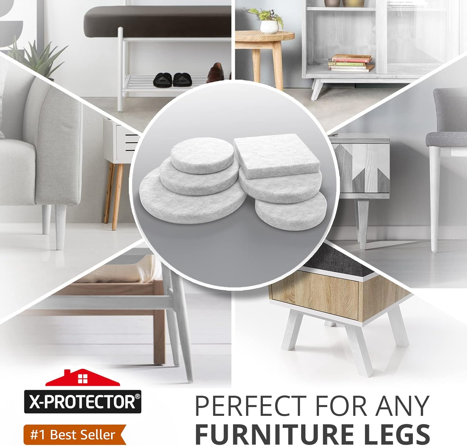 Felt Furniture Pads X-PROTECTOR 133 PCS - Premium Furniture Pads for Hardwood Floors - White Felt