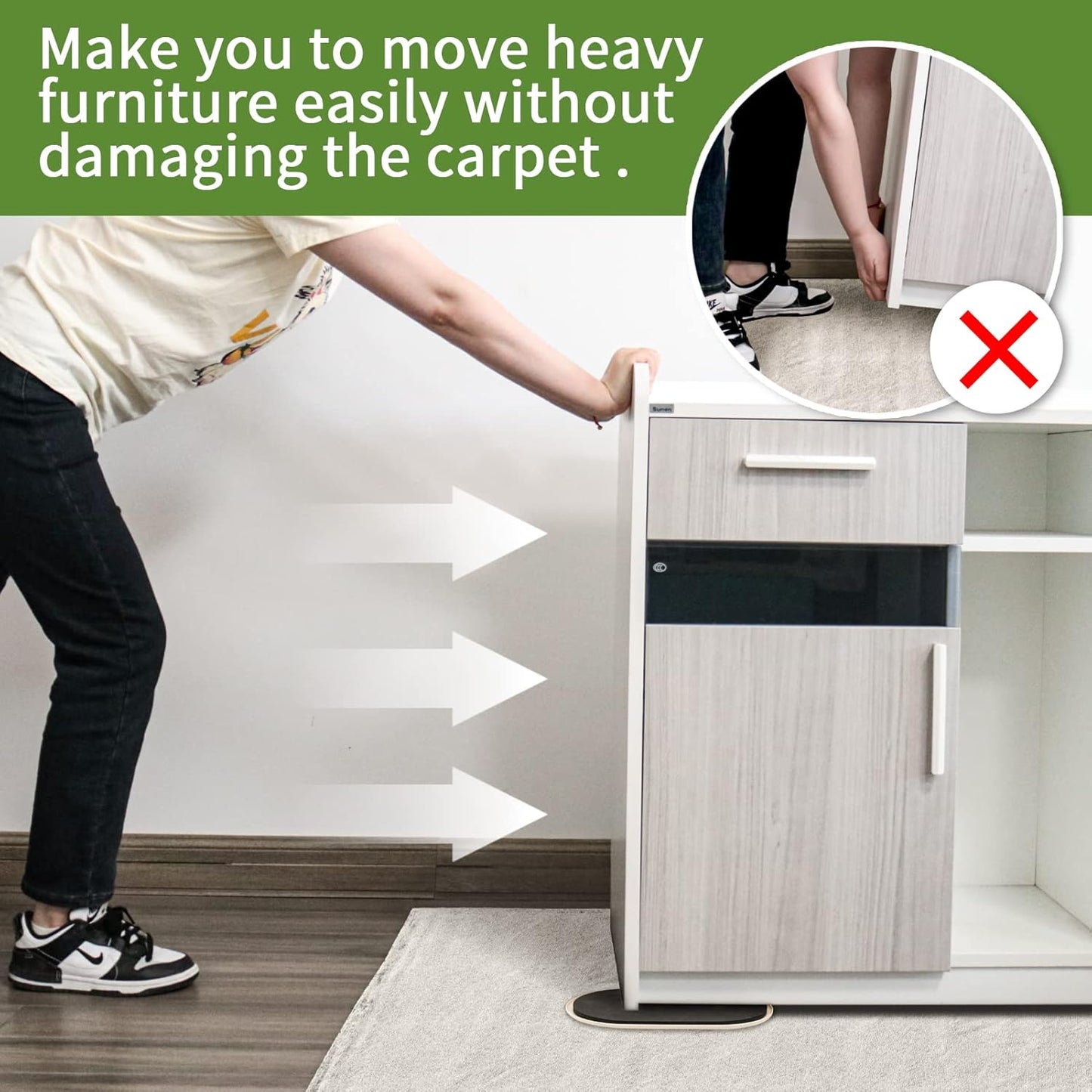 Furniture Sliders for Carpet 4 PCS - 9 1/2 inch Furniture Moving Slider Chair Legs Floors