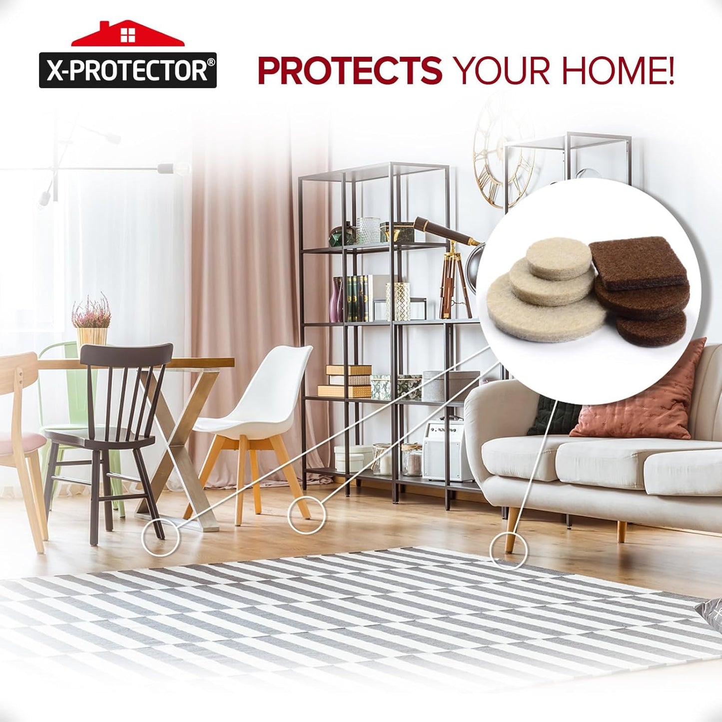235 pcs Felt Furniture Pads Brown & Beige X-Protector! Huge Quantity of Furniture Pads for Hardwood