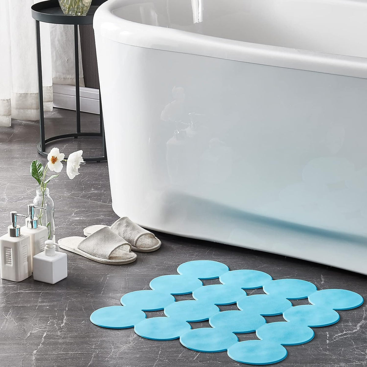 Square Shower Mat Nonslip - Rubber Bathtub Mat with Suction Cups for Inside Shower Bathroom Floor