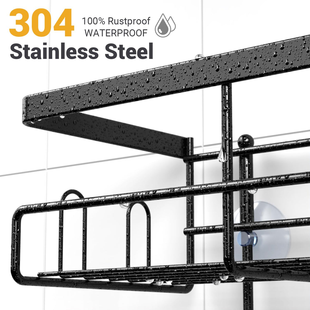 Hanging Shower Caddy Over Showerhead - Rustproof No Drill Shower Organizer