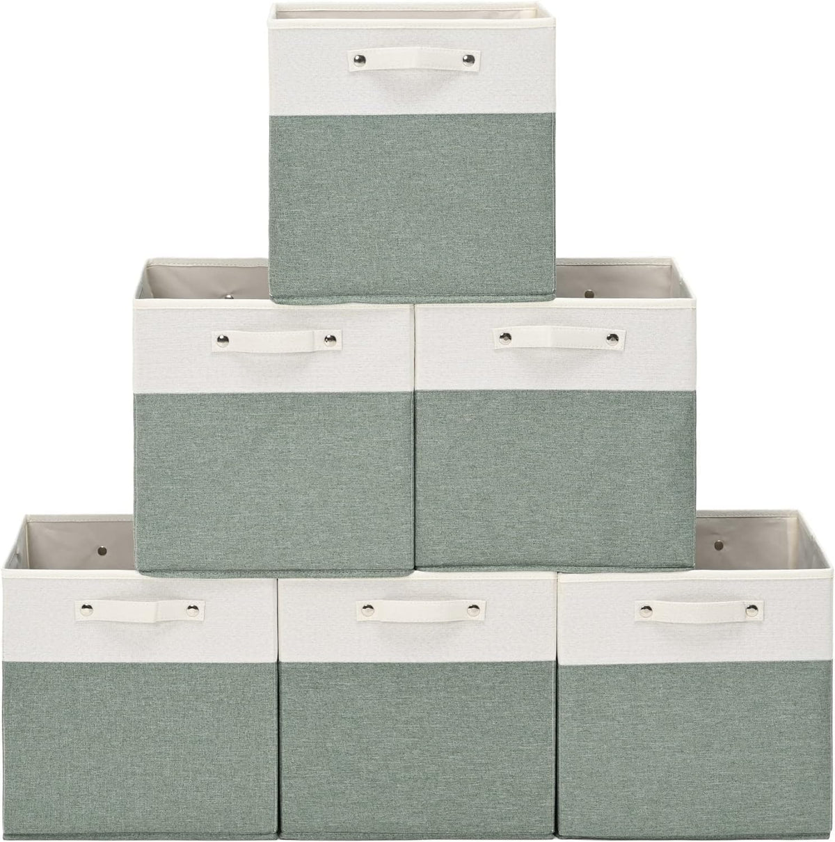 13 x 13 Inch Fine Linen Storage Bins with Handles，Fabric Cube Boxs，Collapsible Basket Organizers