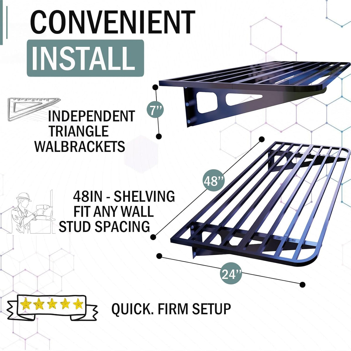 2-Pack 2x4ft Garage Wall Shelving, 2 Shelf Total 8 ft(L) Garage Wall Storage, Heavy-Duty Storage