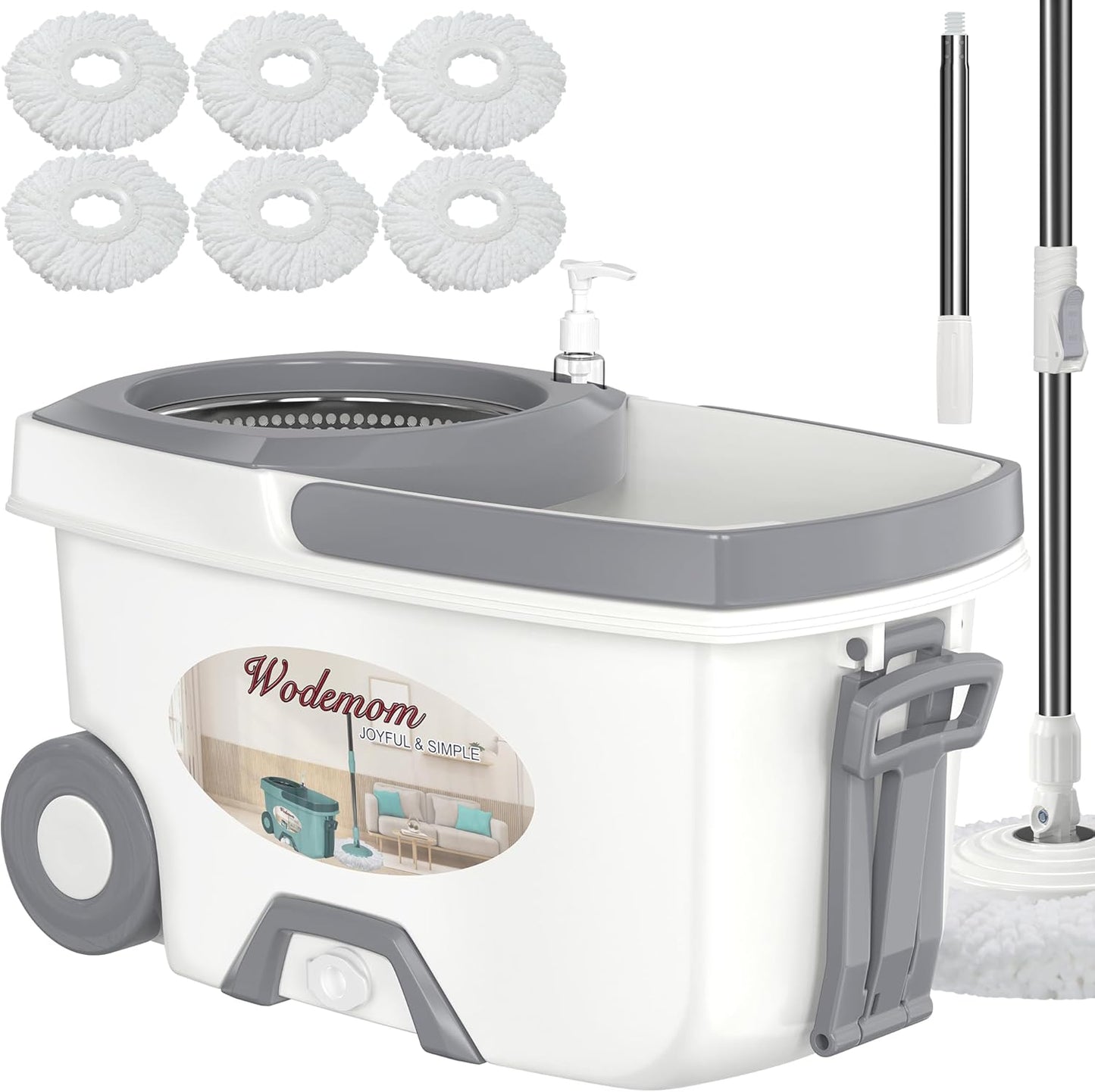 Mop and Bucket with Wringer Set,Spin Mop and Bucket System, Mops for Floor Cleaning,Household