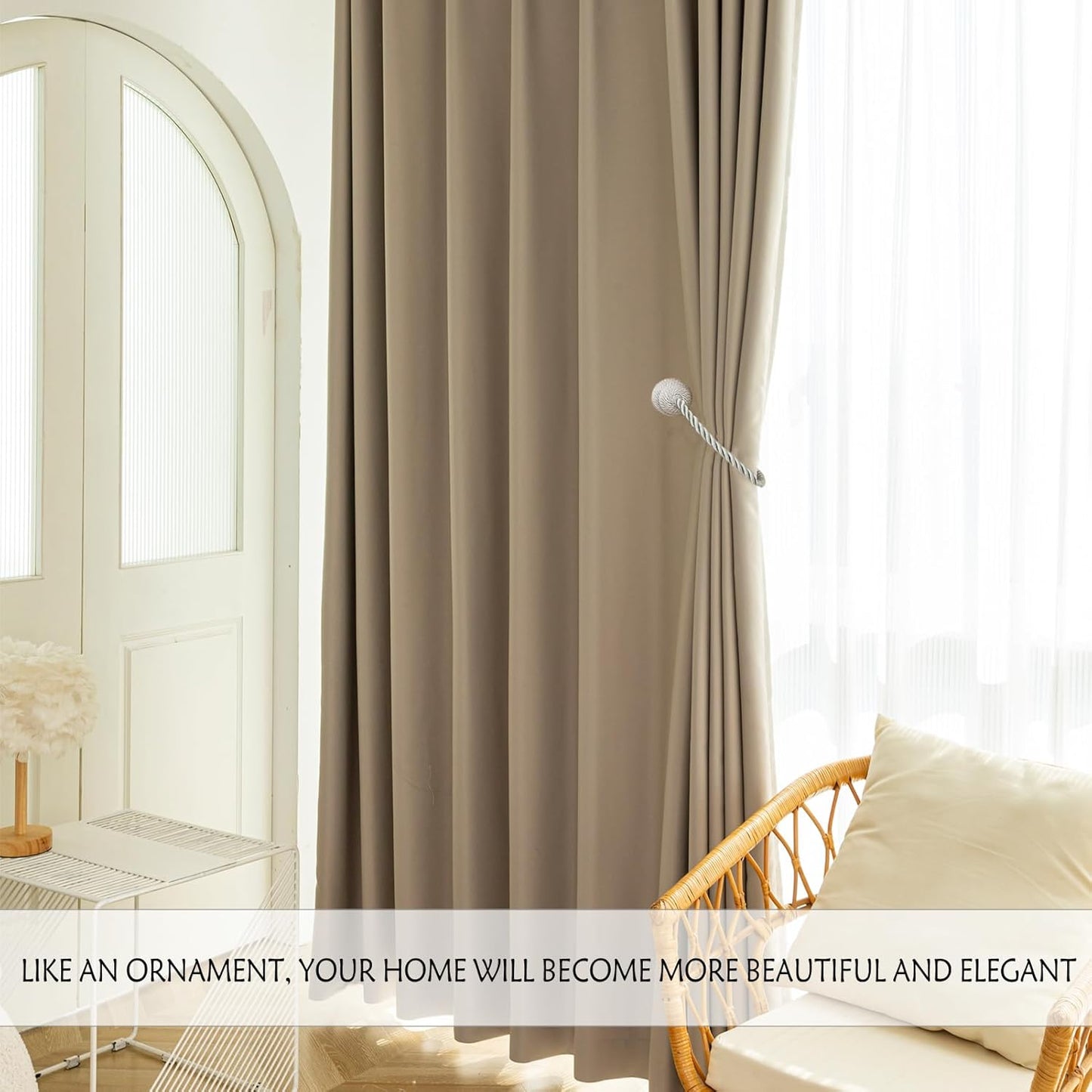 Magnetic Curtain Tiebacks - Rope Tiebacks for Curtains & Drapes, Decorative Window Holdbacks (8