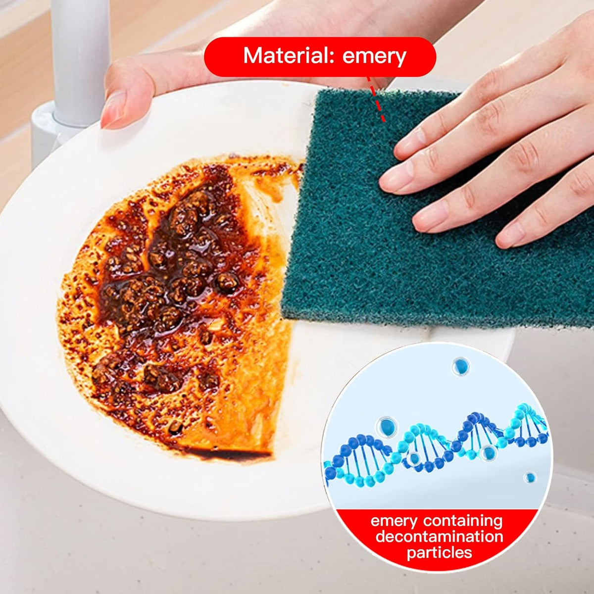Heavy Duty Scour Pads Sponge Dish Scrubber Non-Scratch Green Reusable Household Scrub Pads for