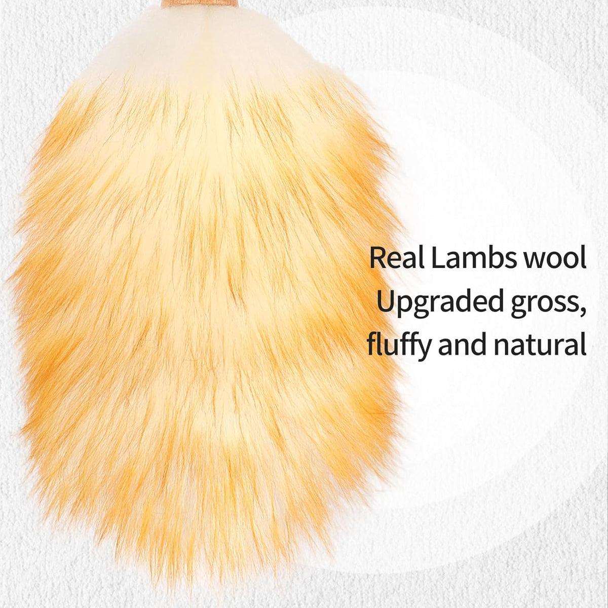 Feather Duster, Lambswool Duster for Cleaning,with Solid Wooden Handle,Leather Hang