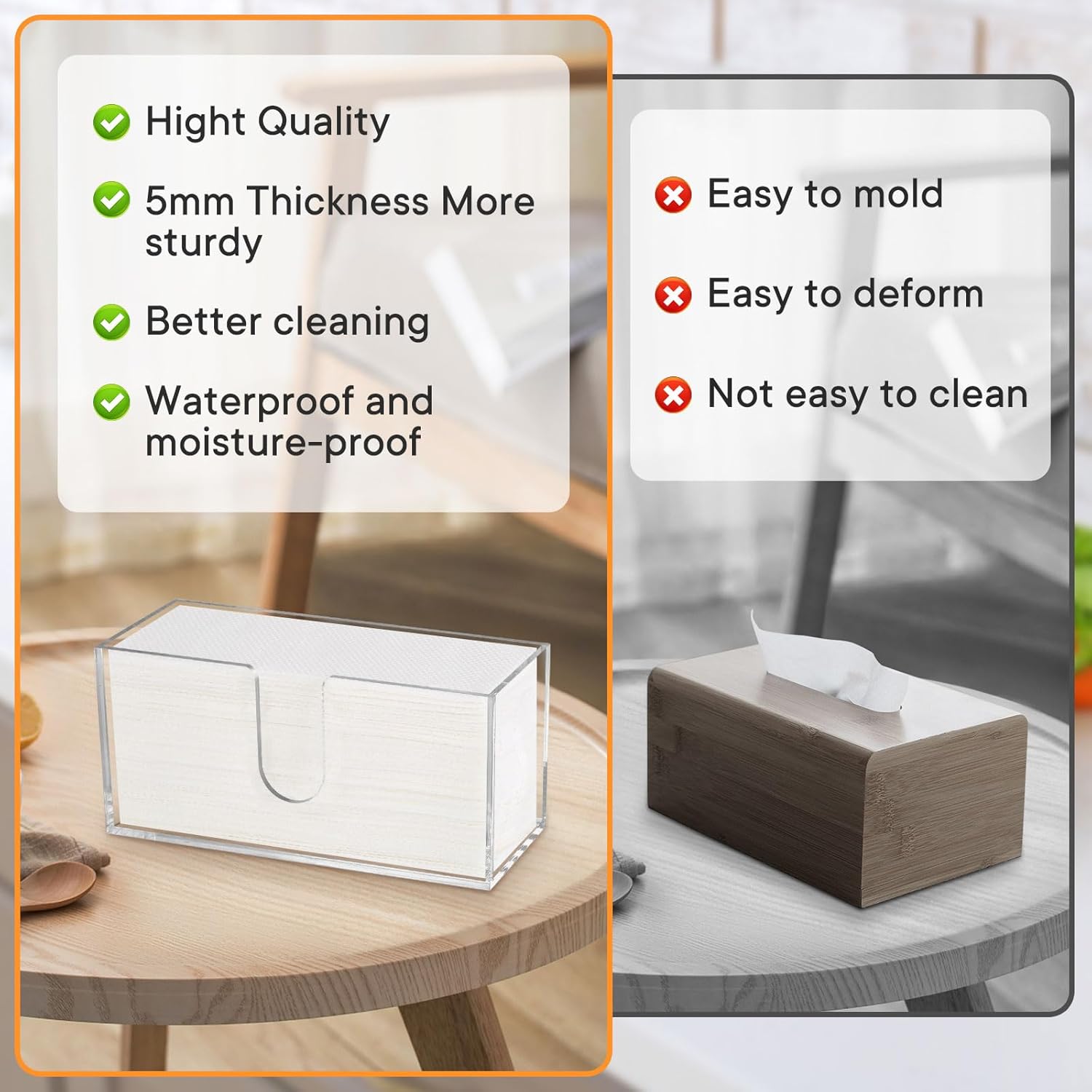 2Pcs Acrylic Paper Towel Dispenser, Paper Towel Holder Countertop Clear Multi Trifold Napkin