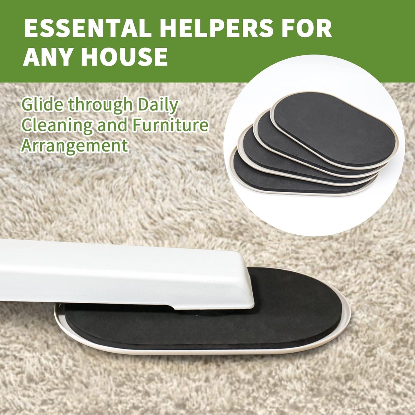 Furniture Sliders for Carpet 4 PCS - 9 1/2 inch Furniture Moving Slider Chair Legs Floors