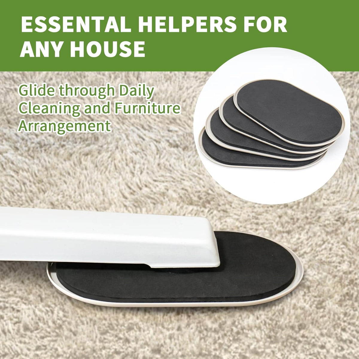 Furniture Sliders for Carpet 4 PCS - 9 1/2 inch Furniture Moving Slider Chair Legs Floors