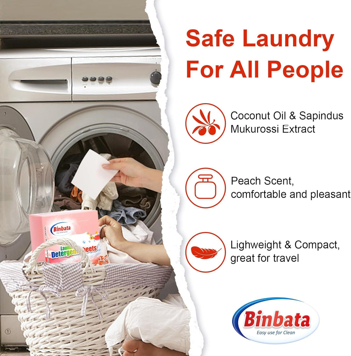 Laundry Detergent Sheets - Up To 128 Loads, Hypoallergenic, Eco-Friendly Peach Scent