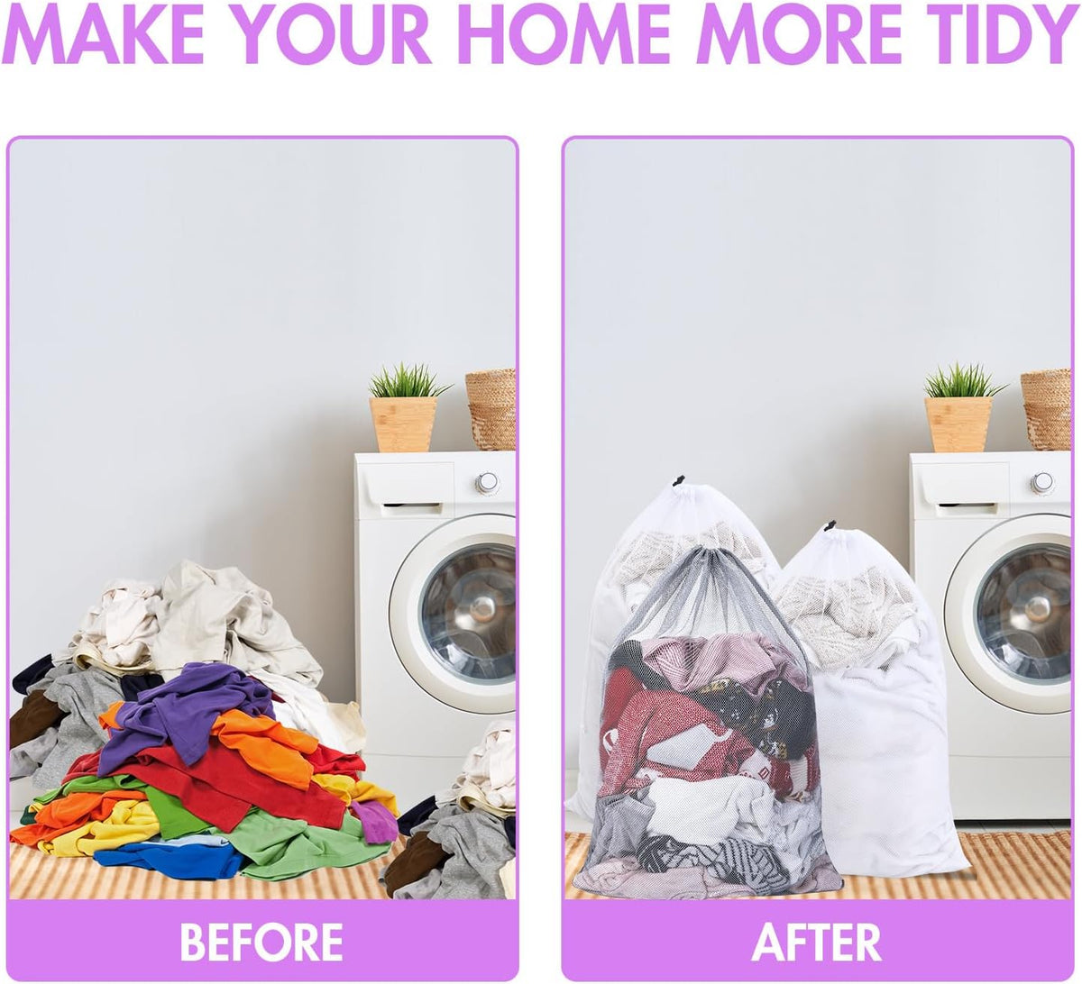 Berlune 30 Pack 24 x 36 Inches Large Mesh Bags for Laundry, Wash bags, Sturdy Mesh Material Closed