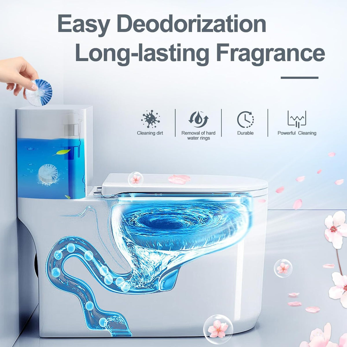 KIISIISO Ultra Clean Toilet Tablets White & Blue-60 PACK, Toilet Bowl Cleaners for Deodorizing &