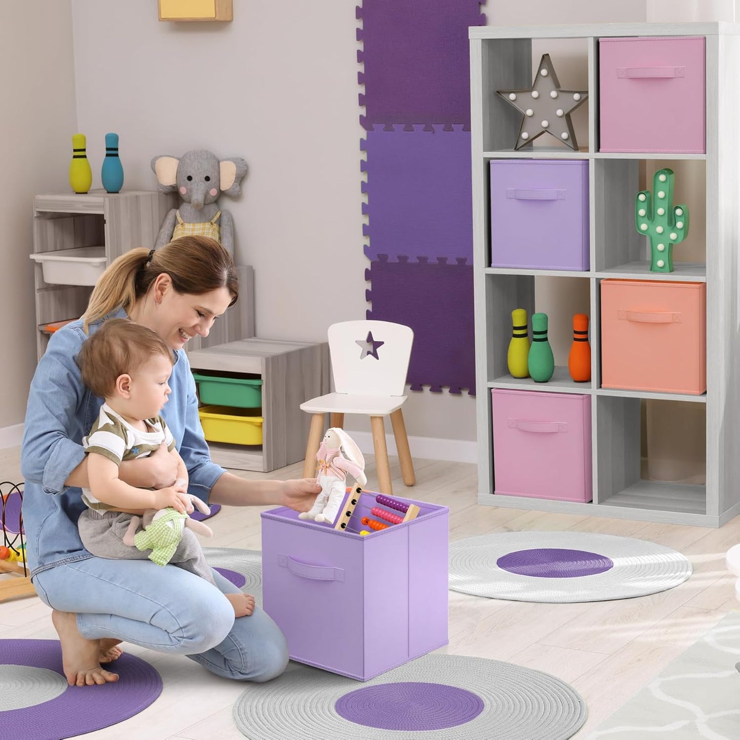 Sorbus Storage Cubes - 11" Foldable Storage Bins with Handle for Nursery, Playroom, Closet